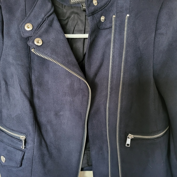 Banana Republic blue suede moto jacket - Picture 3 of 3